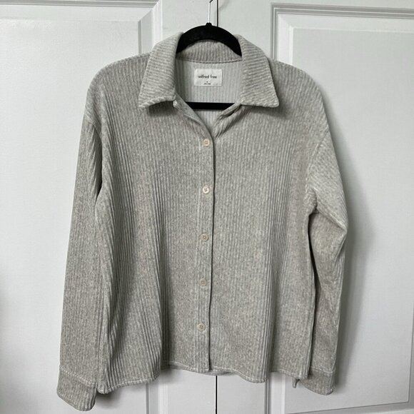 Wilfred Free Tops - Aritzia Wilfred Free Corduroy Shirt Womens XS Gray Organic Cotton Neutral
